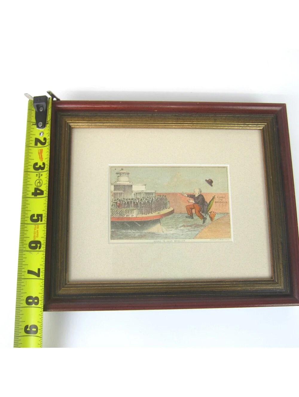 Currier & Ives Litho Print Bound To Hear Beecher Brooklyn Ferry Antique 1870s